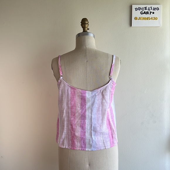 NWT👕 Splendid Sunset Hibiscus Stripe Linen Blend Tank Top SZ-XS - Picture 6 of 12